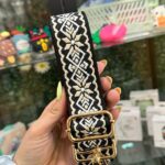 Cinta Movil Tela Negro Detalles Beige Con Adaptador